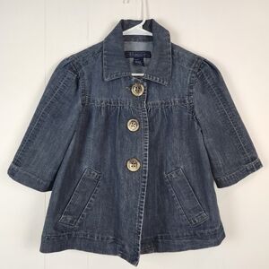 Baccini Cropped Denim Swing Jacket  Size S